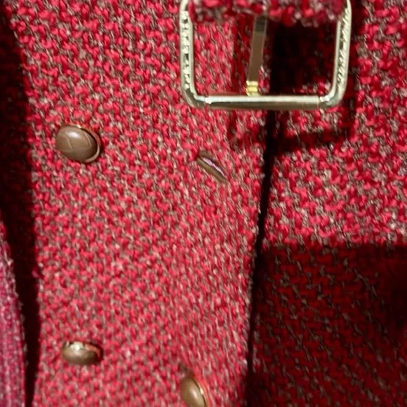 Tory Burch Red Tweed Coat with Fur Trim - Picture 4 of 9
